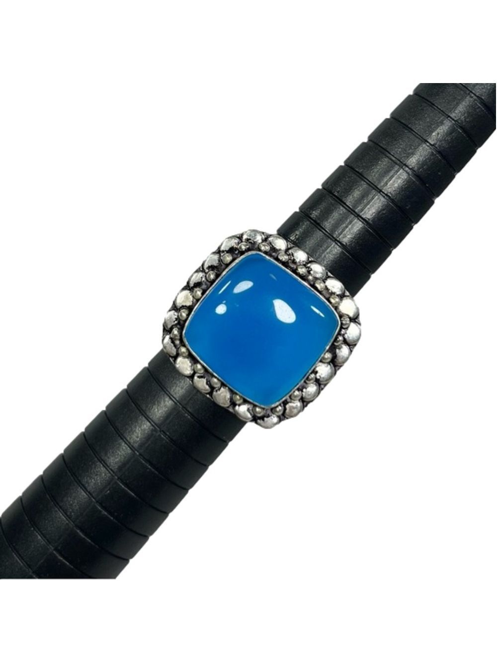 Blue Chalcedony 925 synthetic Gemstone Ring size 8.5